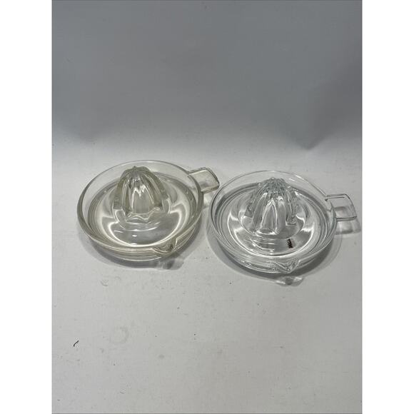 2 X Vtg Clear Depression Glass Juicer Reamer Jar Top Juicer Fits 5" Diameter Top - Picture 7 of 7